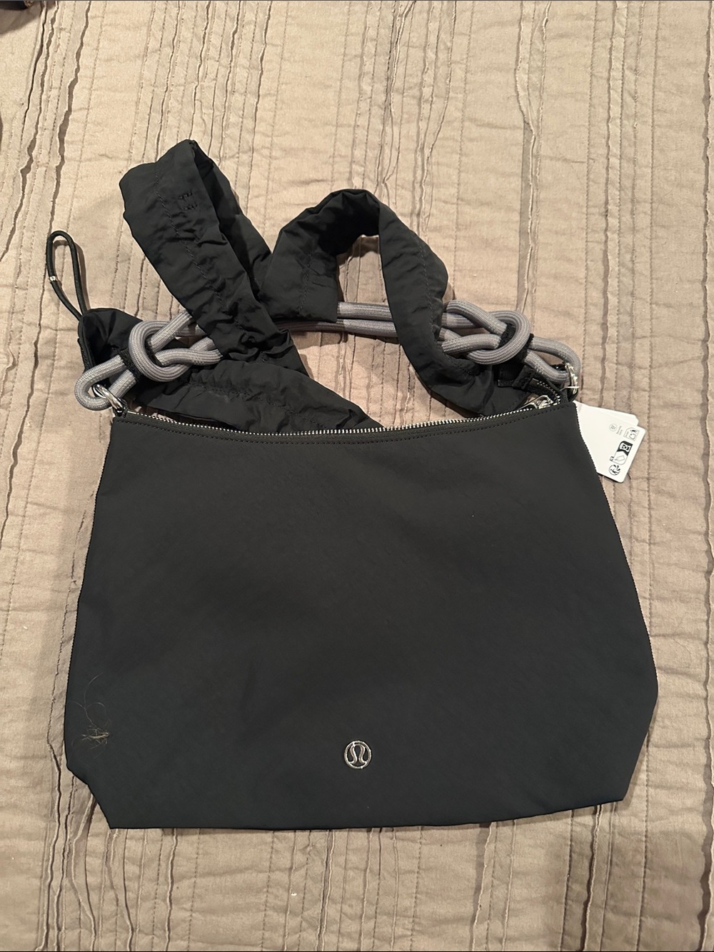 lululemon athletica Black crossbody bag with Gray Rope Handles
